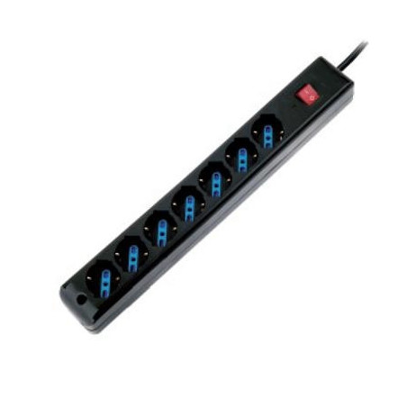 MULTIPRESA 7P ATLANTIS P011-SL3007-B (7 SCHUKO/ITA-BIPASSO) +INTERR. NERA - / EAN 8026974013381 -GAR.2 ANNI-