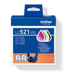MULTIPACK BROTHER LC521VAL 4 CARTUCCE (NERO, CIANO, MAGENTA GIALLO) DA 500 PGG X DCP-J1260W DCP-J1310DW DCP-J1360DW DCP-J1460DW