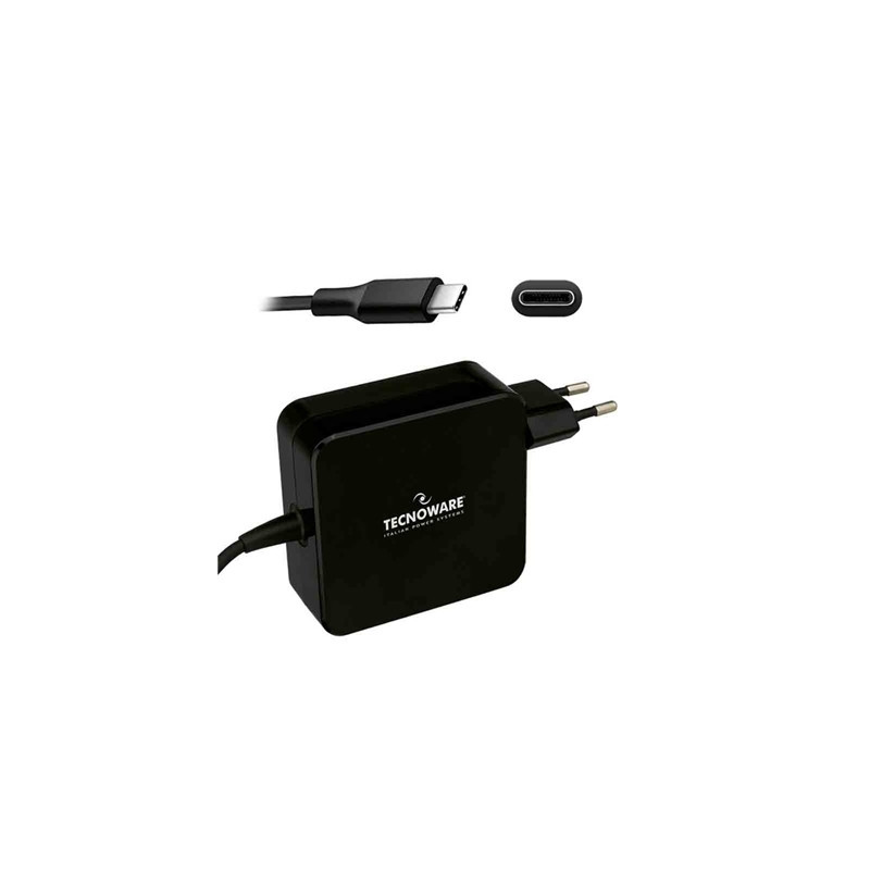 ALIMENTATORE USB-C DA CASA TECNOWARE FAU17563 NERO IN=100/240V OUT=5V-9V-12V-15V/3A 20V/3,25A AUT. CAVO 2,1M