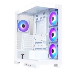 CABINET ITEK SHOWBUI 45W - GAMING TOWER, ATX, 4X12CM ARGB, 2XUSB3, TYPE-C, SIDE+FRONT PANEL TEMP GLASS, WHITE (ITGCA