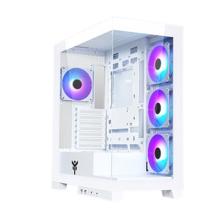 CABINET ITEK SHOWBUI 45W - GAMING TOWER, ATX, 4X12CM ARGB, 2XUSB3, TYPE-C, SIDE+FRONT PANEL TEMP GLASS, WHITE (ITGCA