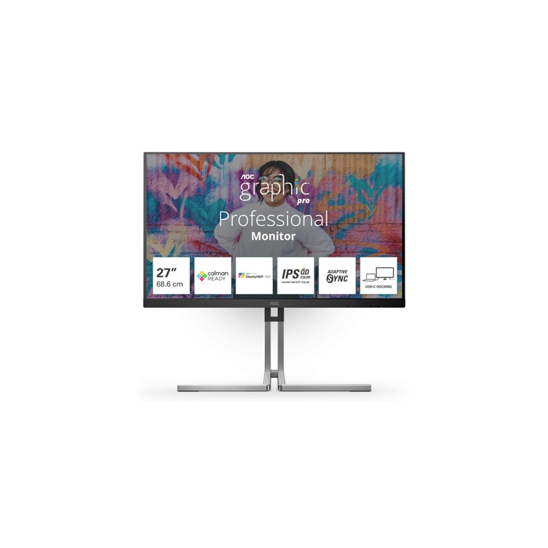 MONITOR AOC LCD IPS QD 27" WIDE FRAMELESS Q27U3CV 4MS MM QHD 1000:1 BLACK HDMI DP USB-C VESA