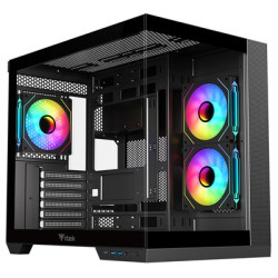 CABINET ITEK DARK CAVE DS - GAMING TOWER, ATX, 3X12CM ARGB FAN, 2XUSB3 TYPE-C, SIDE PANEL TEMP GLASS (ITGCADCDSB)