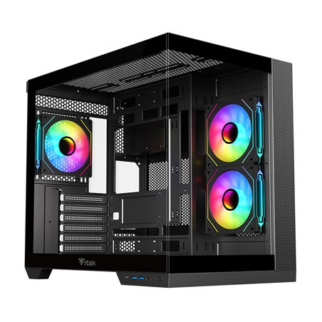 CABINET ITEK DARK CAVE DS - GAMING TOWER, ATX, 3X12CM ARGB FAN, 2XUSB3 TYPE-C, SIDE PANEL TEMP GLASS (ITGCADCDSB)
