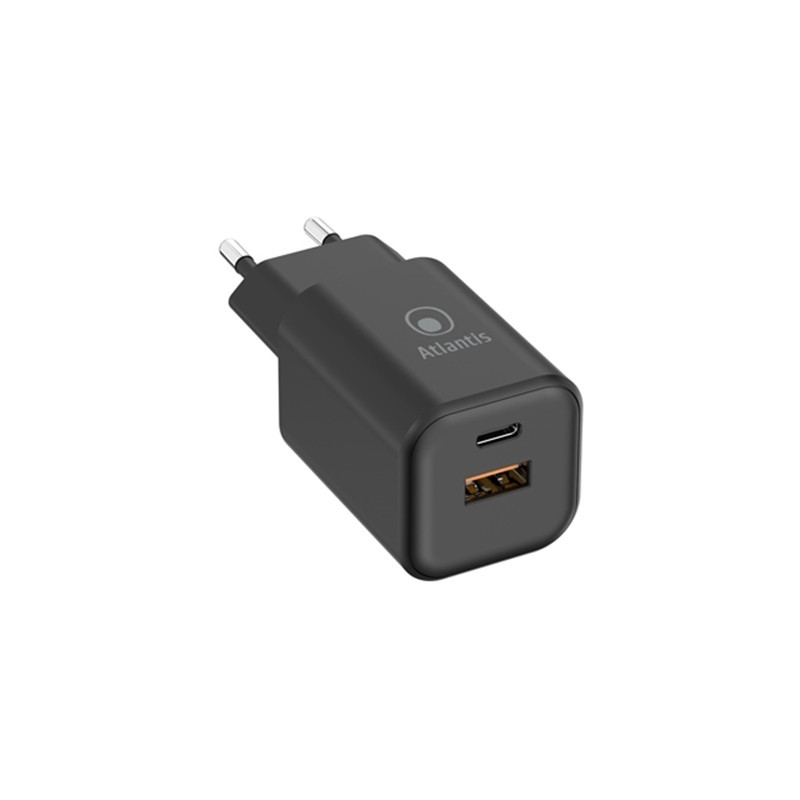 ALIMENTATORE X NB UNIVERSALE ATLANTIS P008-PD65GN-2U 65W NERO CON PORTA PD TYPE_C -INCL.CAVO M/M DA 1,8MT FINO:01/12