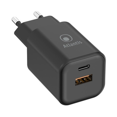 ALIMENTATORE X NB UNIVERSALE ATLANTIS P008-PD65GN-2U 65W NERO CON PORTA PD TYPE_C -INCL.CAVO M/M DA 1,8MT FINO:01/12