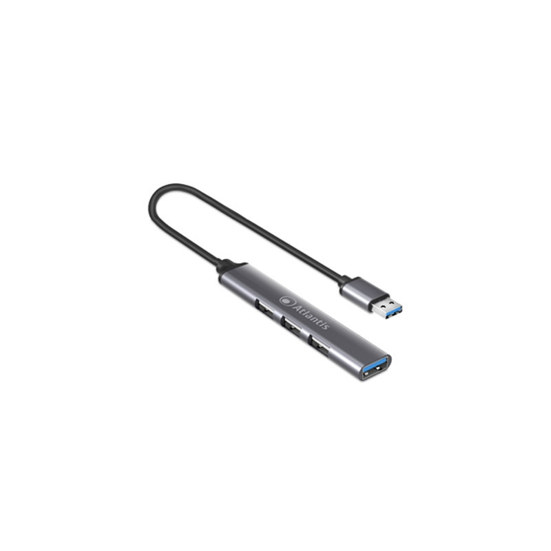 HUB USB3.0 4P ATLANTIS P014-UH313 1P USB3.0 +3P USB2.0 - MINI ALLUMINIO
