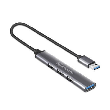 HUB USB3.0 4P ATLANTIS P014-UH313 1P USB3.0 +3P USB2.0 - MINI ALLUMINIO