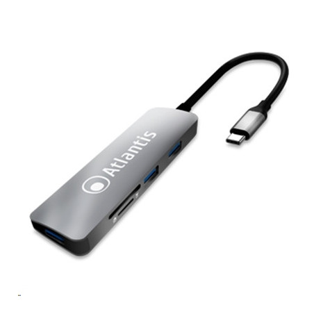 ADATTATORE TYPE-C A HUB+CARD READER ATLANTIS A04-TC_CR+HB -CAVO 10CM-ING: 1XTYPE_C - P1 CARD READER 8IN1 - P2 3X USB3.0